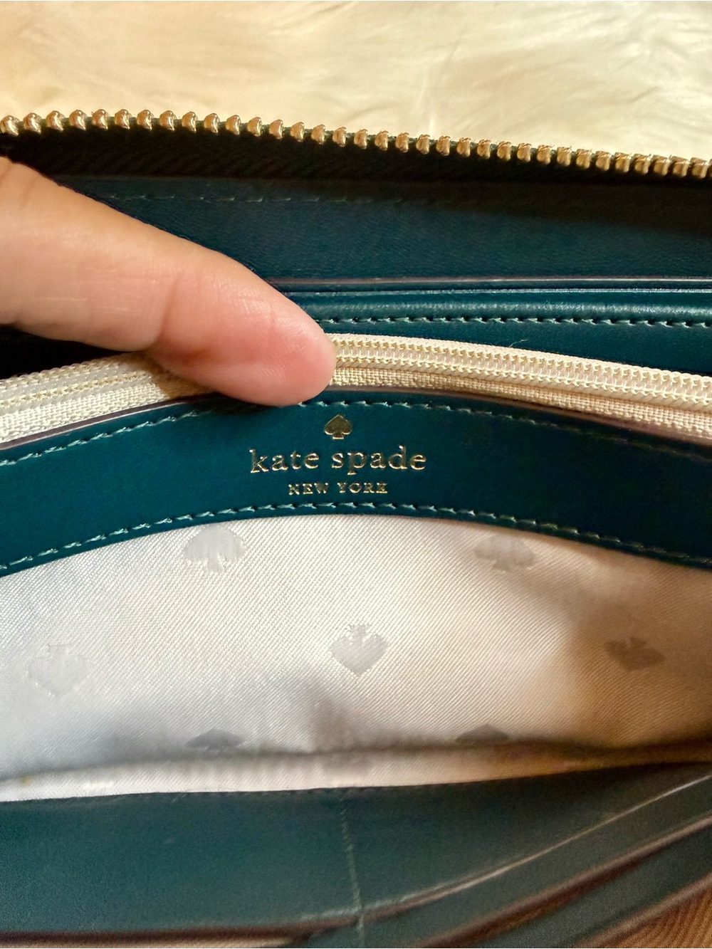 Kate Spade New York Two-Tone Teal and Light Blue Zip Wallet - Picture 10 of 13